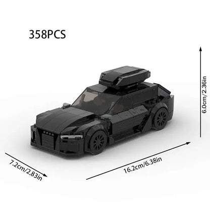MOC Bricks Black RS6 358pcs Racing Sports Car Vehicle Speed Champion Racer Building Blocks Creative Garage Toys for Boys Gifts